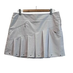 Jamie Sadock Womens Golf Skort Light Grey Pleated Grommet Hem Skirt Size 10